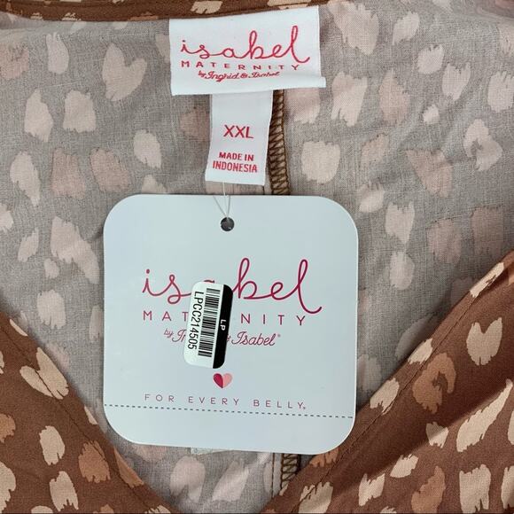 NWT Ingrid & Isabel Maternity Brown Spotted Blouse Size Small - Picture 4 of 6
